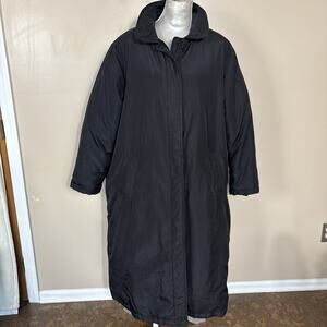 Lands' End Women's Down Maxi Parka 2X 20W-22W Black Goose Down Long Winter Coat